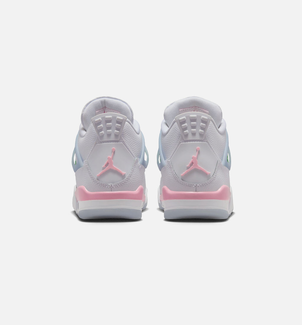 Air Jordan 4 Retro Medium Soft Pink Grade School Shoes - White Medium Soft Pink Half Blue