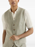 Brunello Cucinelli  linen micro chevron waistcoat