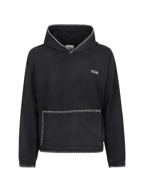 FOUND blanket-stitch logo-print hoodie