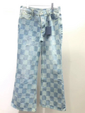Checkered Denim Jeans – Light Wash