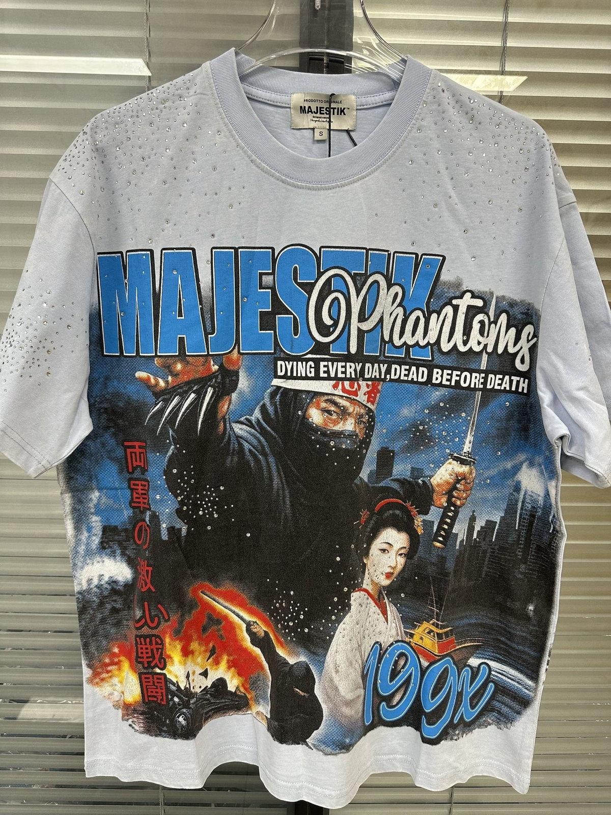 MAJESTIK Washed Rhinestone Graphic T-Shirt