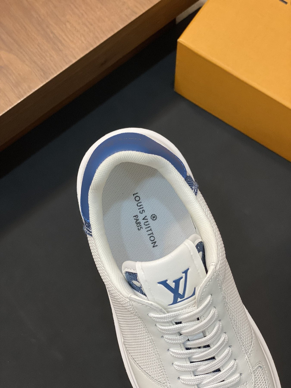 Louis Vuitton White and Blue Low-Top Sneakers