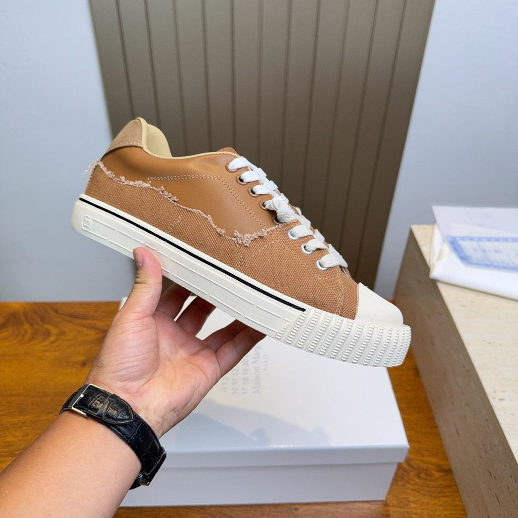 Maison Margiela Brown Off-White Low-Top Sneakers