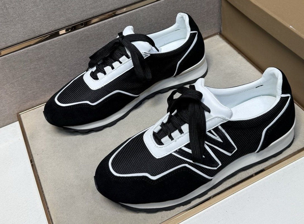 J.M. Weston Men's Black and White Panel Sneakers