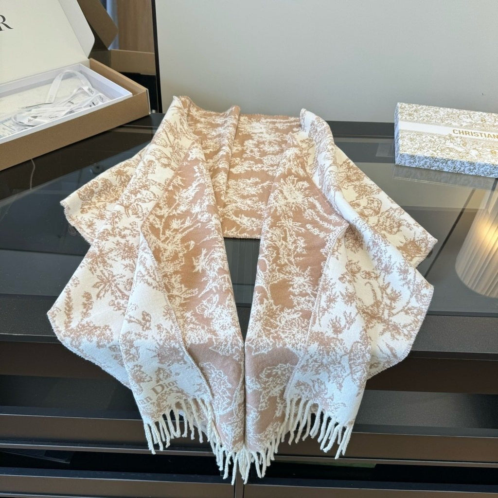 Dior Botanical Toile Fringed Scarf